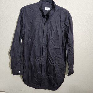 House of St Clair Shirt Mens Small Black Band Collar Made USA Japanese Cotton